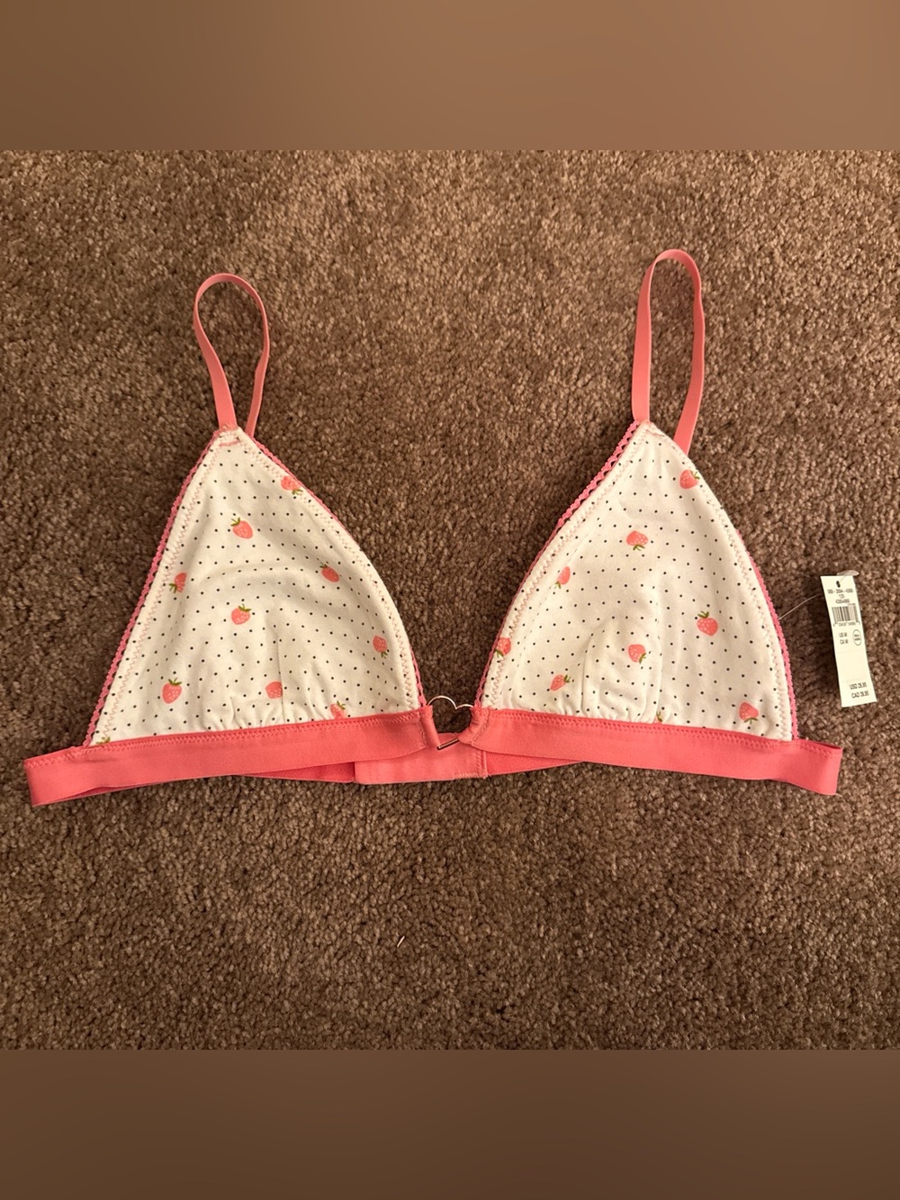 aerie Peach Print Triangle Bralette - Coral Pink